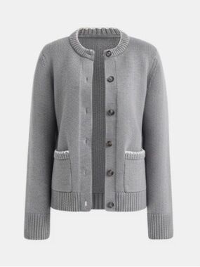 Loft: Tipped Waisted Patch Pocket Cardigan